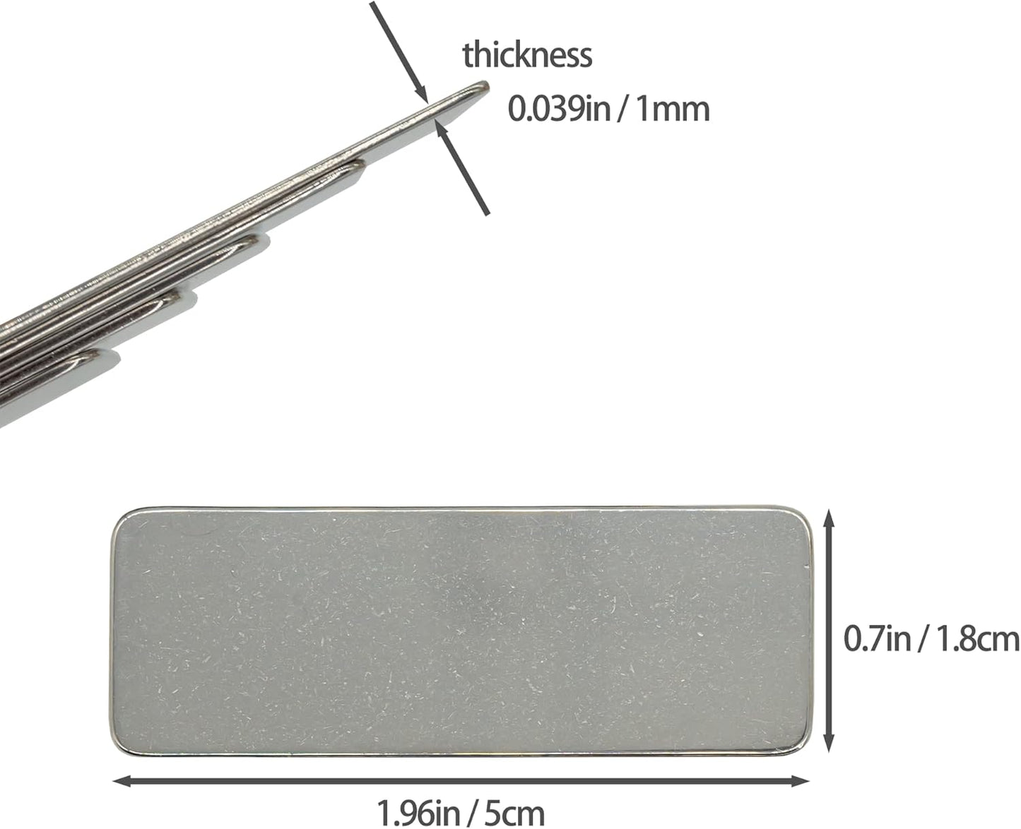 StayMax 304 Stainless Steel Engraving Blank Tags Rectangle Stamping Blanks Without Holes 1.96inch*0.7inch 25 Pack