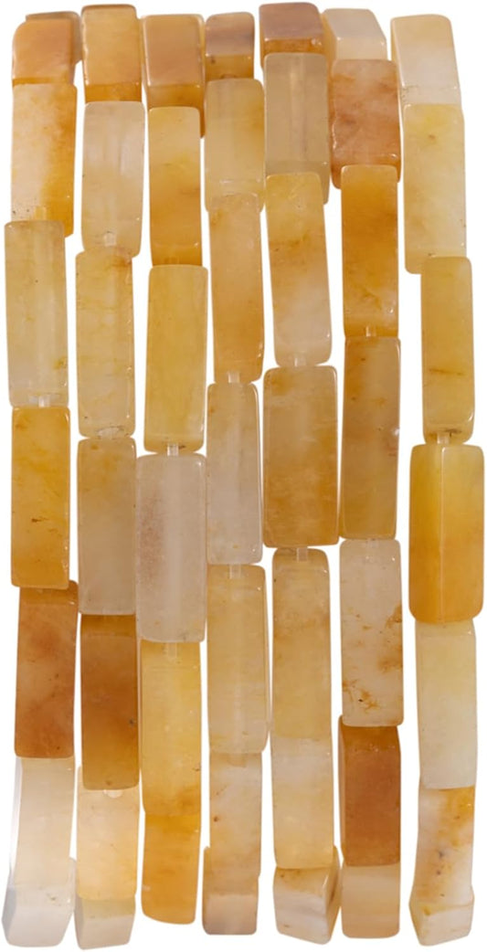 Natural Yellow Jade Rectangle Tube Beads 4x13mm 38cm/str Loose Semi Gemstone Stone Beads for Making Bracelets Necklace Earrings