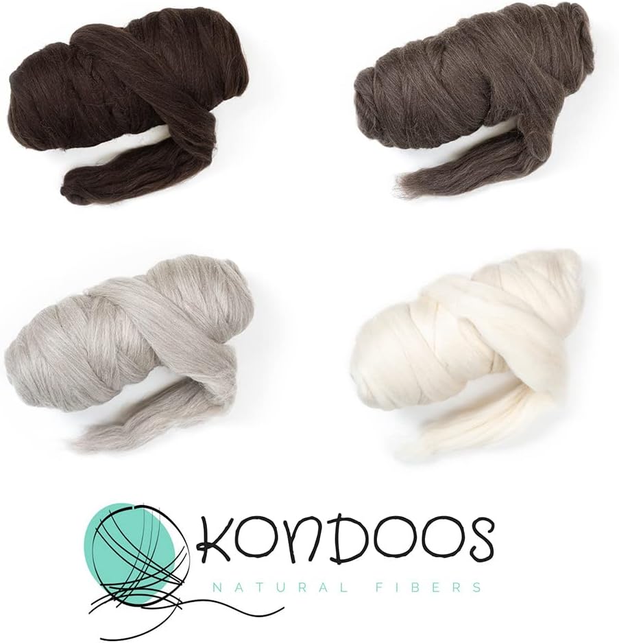 Natural Wool Bulk roving, 1 lb. Best Wool for Spinning, arm Knitting, Felting, Chunky Blankets and Tapestry. Natural Colors, un-Dyed. (Dark Chocolate, 1 lb)