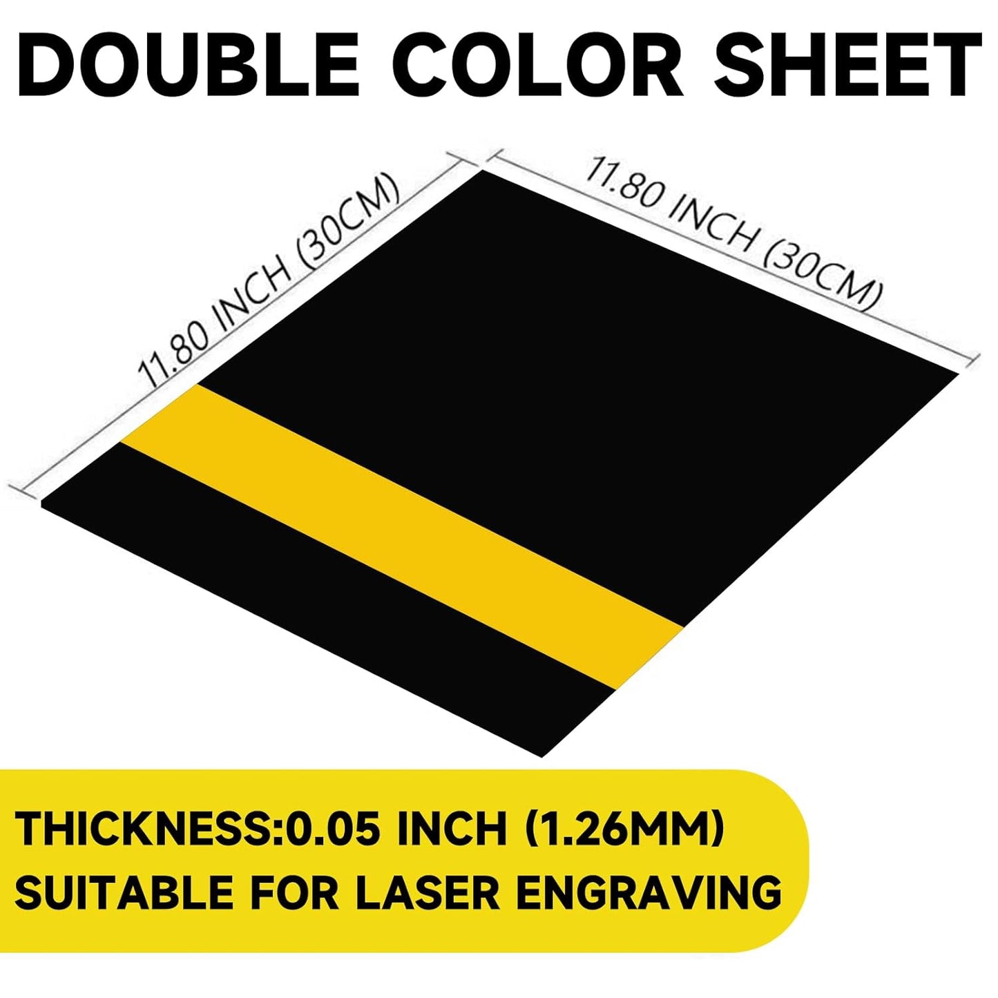 5PCS Laser Engraving Double Color ABS Plastic Sheet,Two-Tone Laserable Engraving Plastic Sheets for Name Badge,Office Label,Laser Artistic Product,Size 11.73" x 11.73",Black/Yellow