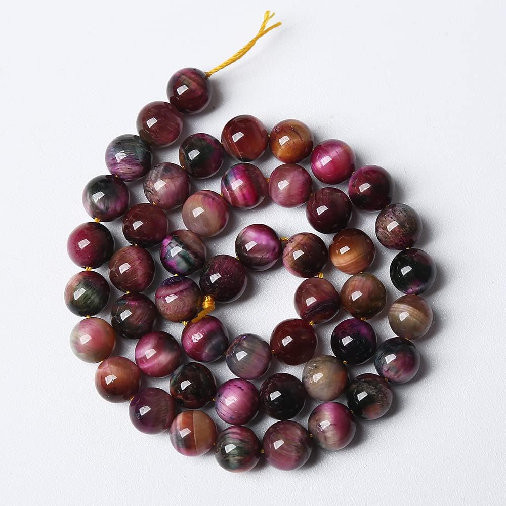 61pcs 6mm Top AAA Natural Tiger Eye Beads for Jewelry Making Rose Red Starry Sky Tiger Eye Stone Round Loose Beads DIY Bracelet Necklace Earrings