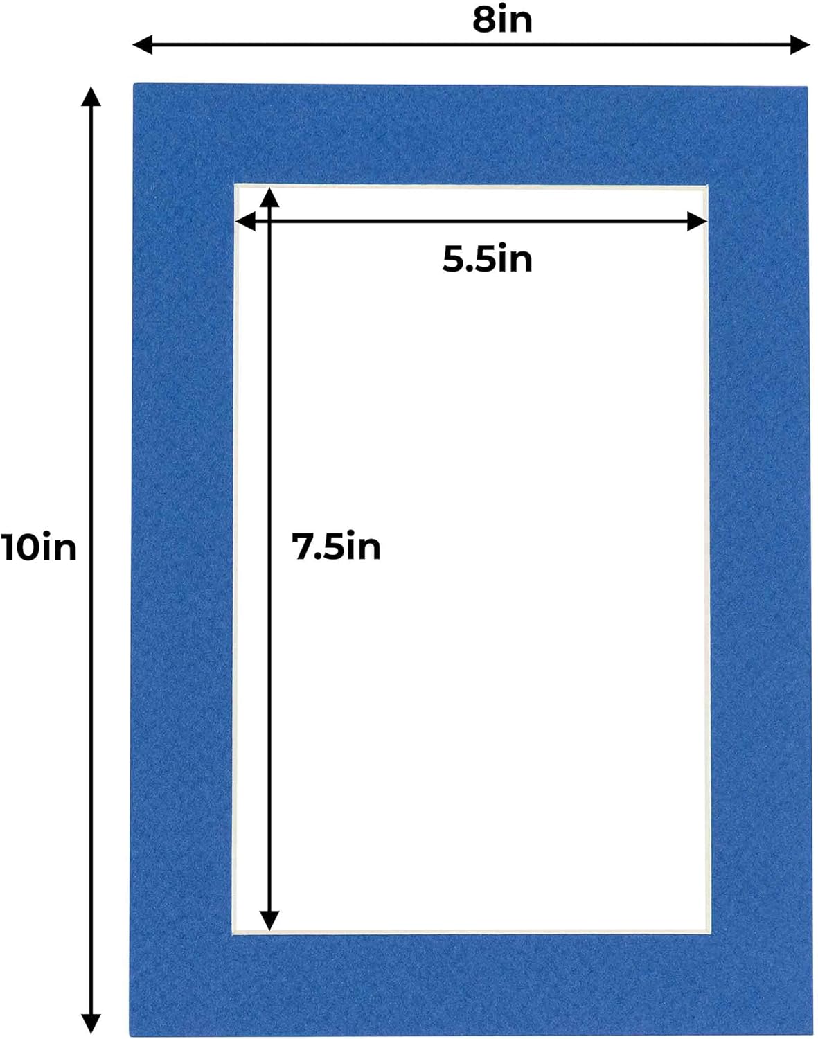 6x8 Mat for 8x10 Frame - Precut Mat Board Acid-Free Show Kit with Backing Board, and Clear Bags Royal Blue 6x8 Photo Matte Made to Fit a 8x10 Picture Frame Matboard for Framing, Pack of 10 Mats