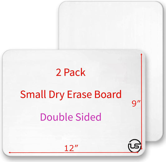 Small White Board, 9 x 12 Dry Erase Board, 2 Mini Double Sided Portable Whiteboards, Lapboard, Small Dry Erase Board for Kids, Office and Classroom