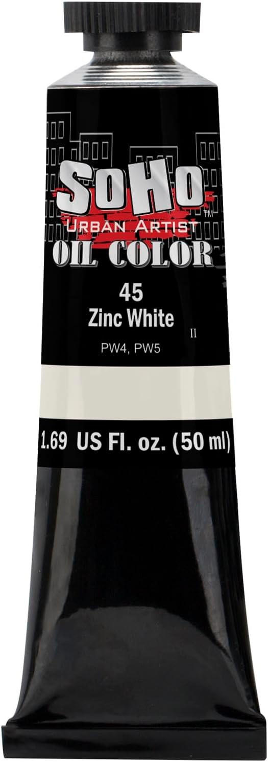 Soho Urban Artist Oil Paint - Zinc White, 50 ml Tube - Best Valued Oil Colors for Painting, Excellent Pigment Load
