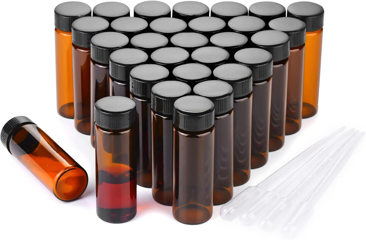 30ml Amber Small Glass Vials 30pcs with Screw Caps(30pcs)