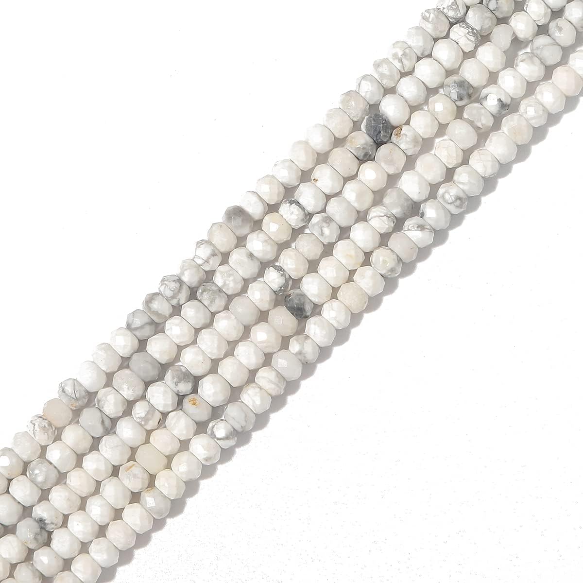 Natural White Howlite Beads 4x2mm 120pcs Faceted Rondelle Loose Semi Gemstone Beads for Jewelry Making Design