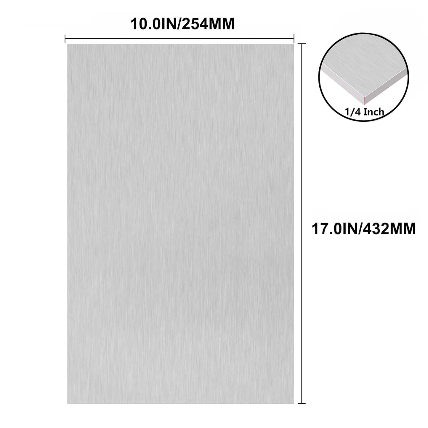 6061 T651 Aluminum Sheet Metal 10 x 17 x 1/4 (6MM) Inch Thick Flat Plain Aluminum Plate Covered with Protective Film, Heat Treatable Rectangle 6MM Aluminum Metal Plate for Industrial
