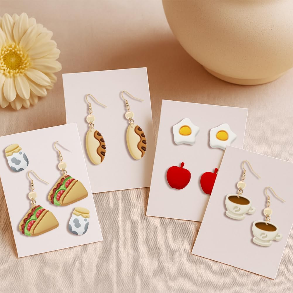 ACRNIGHEET Polymer Clay Cutters - 15 Shapes Food Breakfast Bread Theme Polymer Clay Cutters for Jewelry, Cute Earring Making Kit with Storage Box