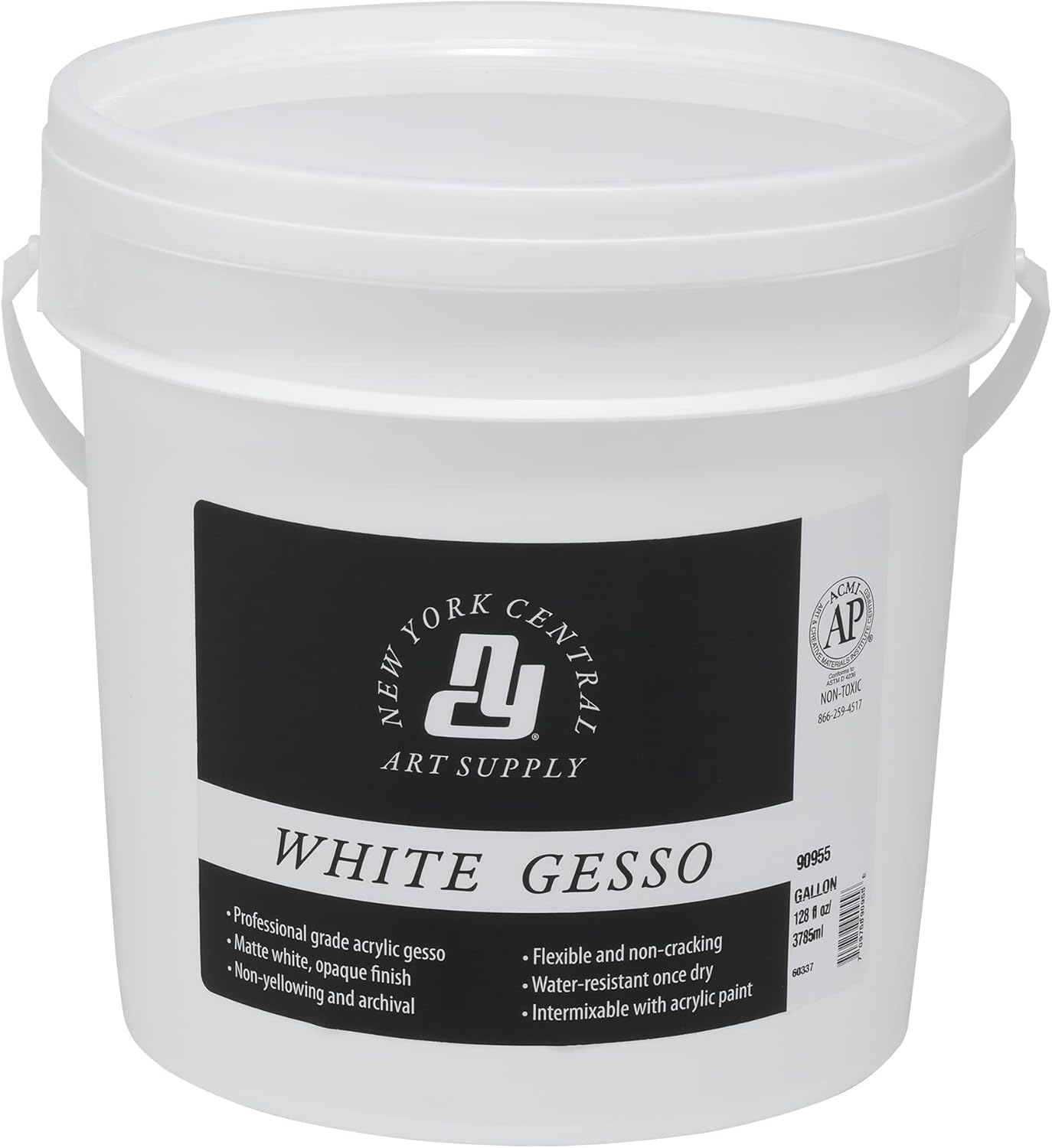 Acrylic Gesso - White Professional Grade Gesso for Painting, Acrylic, Oil, Pastels, & More! - Gallon Tub