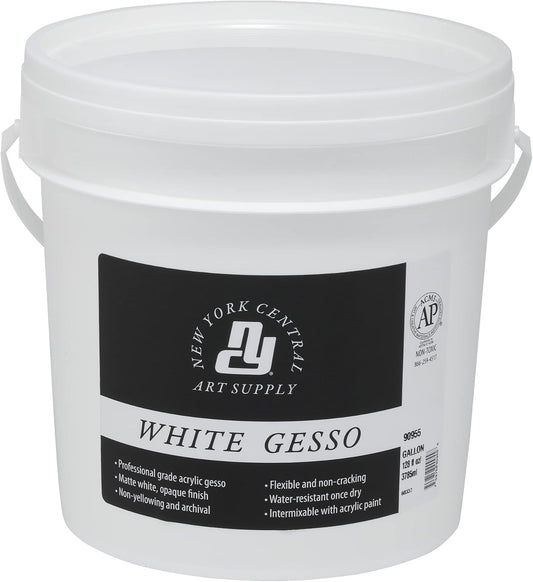 Acrylic Gesso - White Professional Grade Gesso for Painting, Acrylic, Oil, Pastels, & More! - Gallon Tub