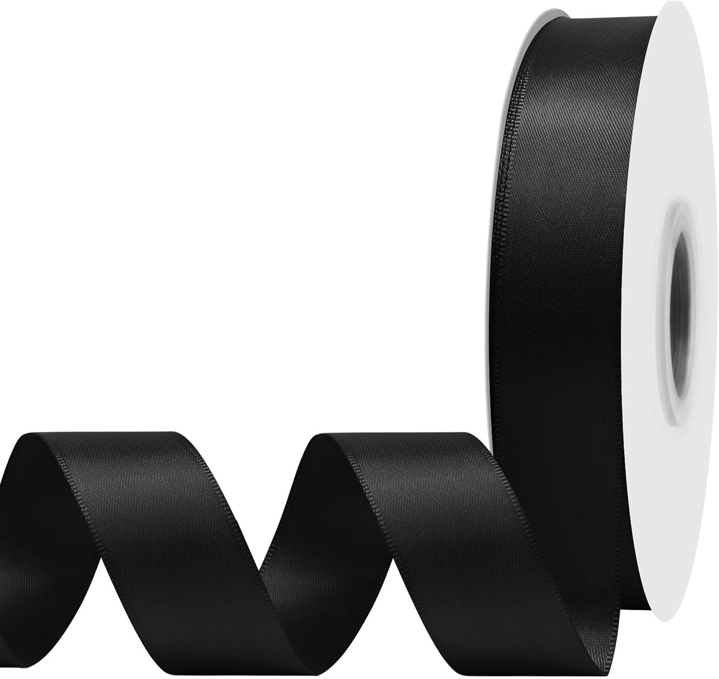 Black Satin Ribbon 7/8" X 50 Yards Solid Color Double Faced Ribbons Perfect for Crafts Wedding Decor Bow Making Arts Sewing and More