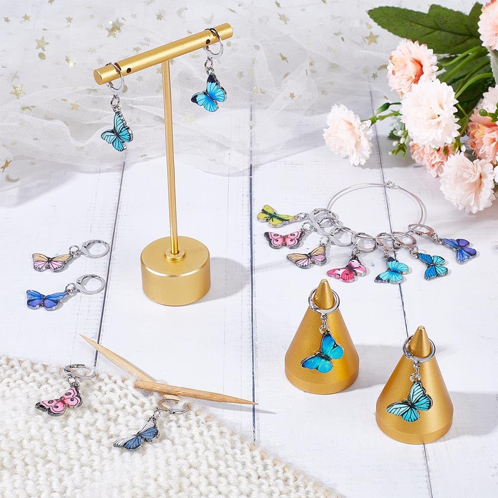 SUNNYCLUE 1 Box 20Pcs Stitch Markers Cute Butterfly Lobster Clasp Charms Crochet Stitch Marker Removable Knitting Stitch Markers Metal Crocheting Markers for Sewing Weaving Knit Threading DIY Craft