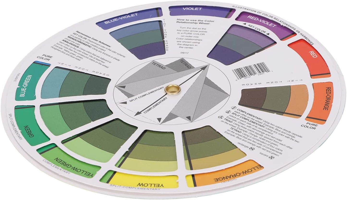 Pocket Color Wheel Chart, Double Sided Color Wheels for The Artists, 5.5 inch Color Analysis Draping Kit Showing Color Mixing Effects, Lightweight Paper Wheel for Artists (Small)