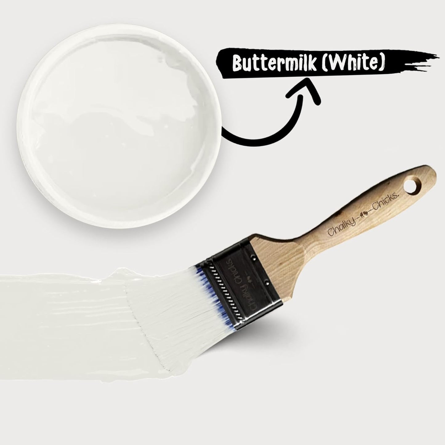 Chalky Chicks All-in-One Chalk Paint for Furniture or Cabinet - 8 Fl Oz - Matte Finish Buttermilk (White) for Metal, Wood Furniture Paint - No Sanding All-in-One for Home Decor & Crafts, USA Made