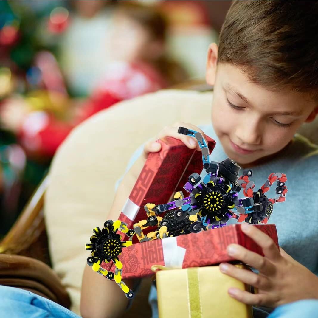 24PCS Fingertip Gyro Fingertip Mechanical Top DIY Deformation Robot Metal Transformable Gyro Spinners Finger Chain Robot Toy Fidget Spinners ADHD Astium for Kids Adults Easter Basket Stuffers for Kids