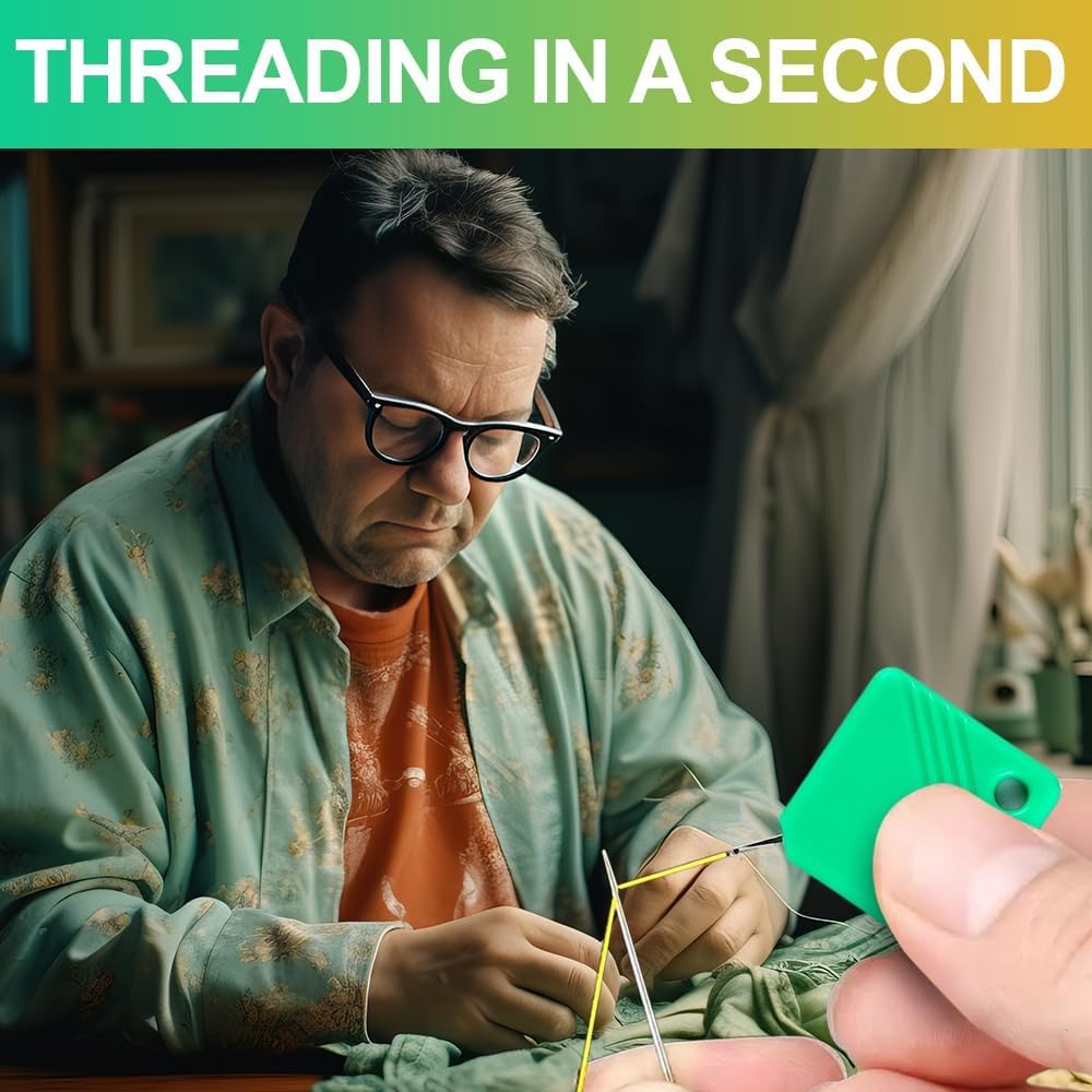 Automatic Needle Threaders for Hand Sewing, 2025 Upgrade Embroidery Floss, Sewing Machine Needle Threader, Sewing Supplies Tool, Fits All Needle Sizes (1, Light Blue)