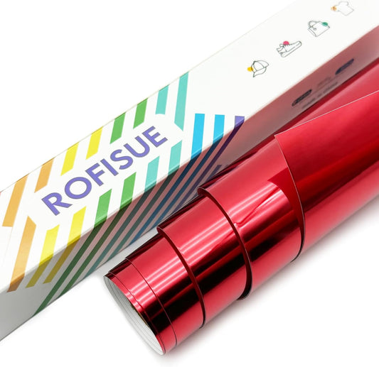 Metallic Red Foil Heat Transfer Vinyl 12Inch*6FT Bundle Chrome HTV Pack in Vibrant Colors for Stunning T-Shirt Designs! Perfect for DIY Heat Transfer Vinyl (Red, 12Inch*6Ft)