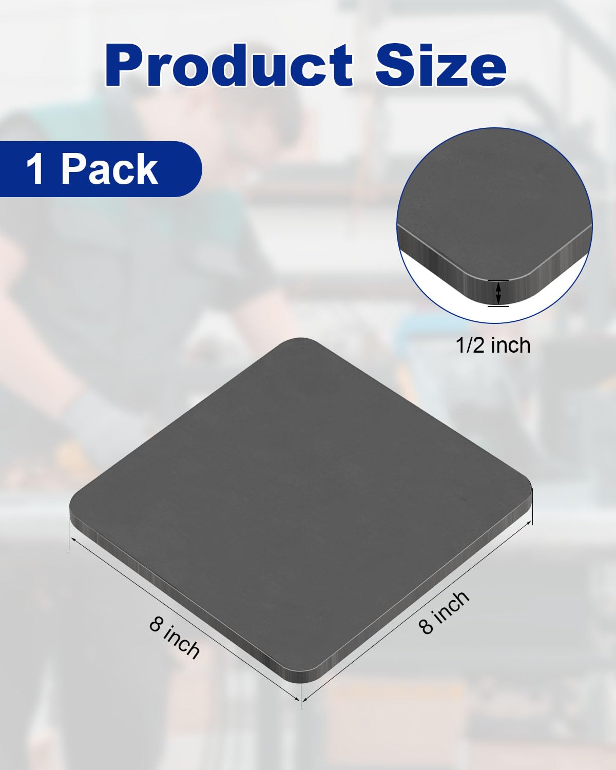 Rocaris 1 Pcs 8 x 8 x 1/2 Inch A36 Steel Plate Hot Rolled, Weldable Steel Sheet Metal for Auto Body Repair, DIY Projects, Industrial Support