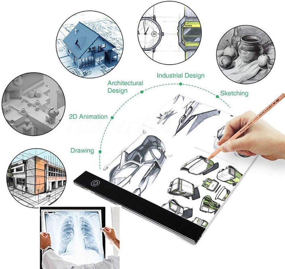Ultra-Thin Portable A4 LED Light Box Tracer w/USB Cable Dimmable Brightness LED Artcraft Tracing Light Box Light Pad for Artists Drawing Sketching Animation Stencilling X-ray Viewing