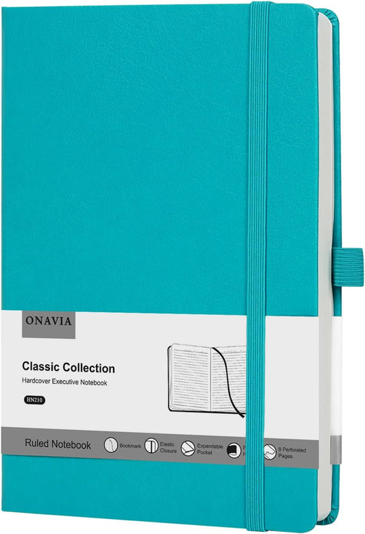 Lined Journal Notebooks for Work, Travel, College, A5 Size 100 GSM Thick Paper, Classic Ruled Journaling Notebook, Hardcover Notepad for Writing 160 Pages, 5.5 x 8.3 inch, Turquoise