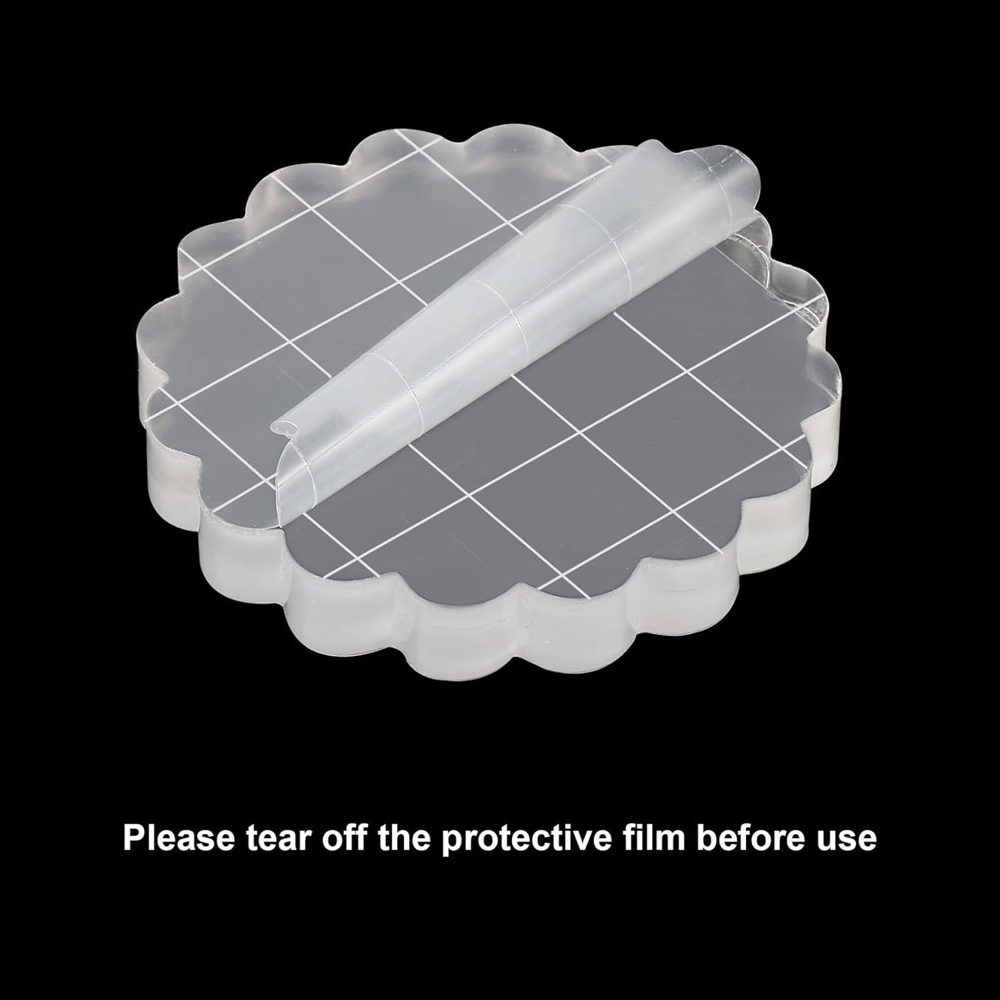 PATIKIL 2.8" Acrylic Stamp Block, 6Pcs Clear Stamping Block with Grid Lines Decorative Mounting Blocks Round for Scrapbooking DIY Crafts Card Making