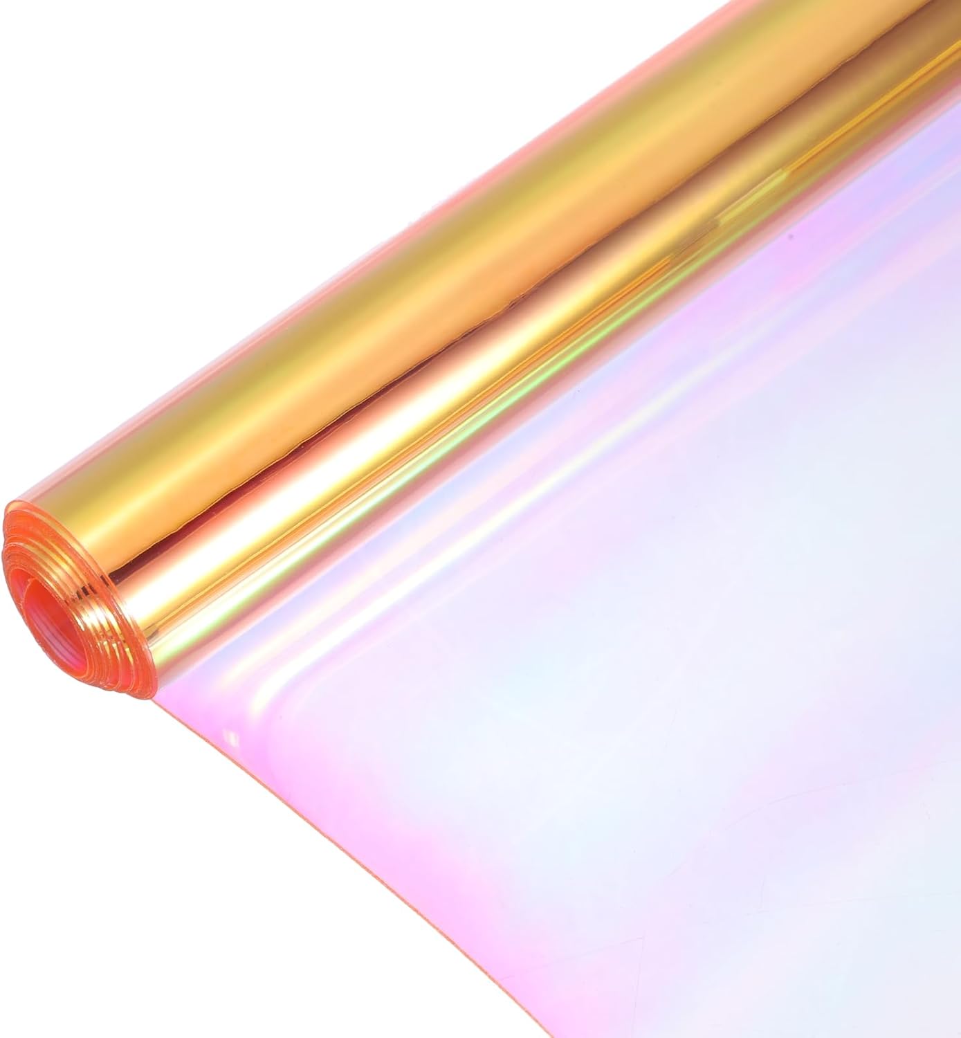 MECCANIXITY Holographic Clear PVC Vinyl Film Holographic PVC Fabric Waterproof Dichroic Film 12 x 48 Inch for Handbags Bows Earrings DIY Craft,Laser Pink