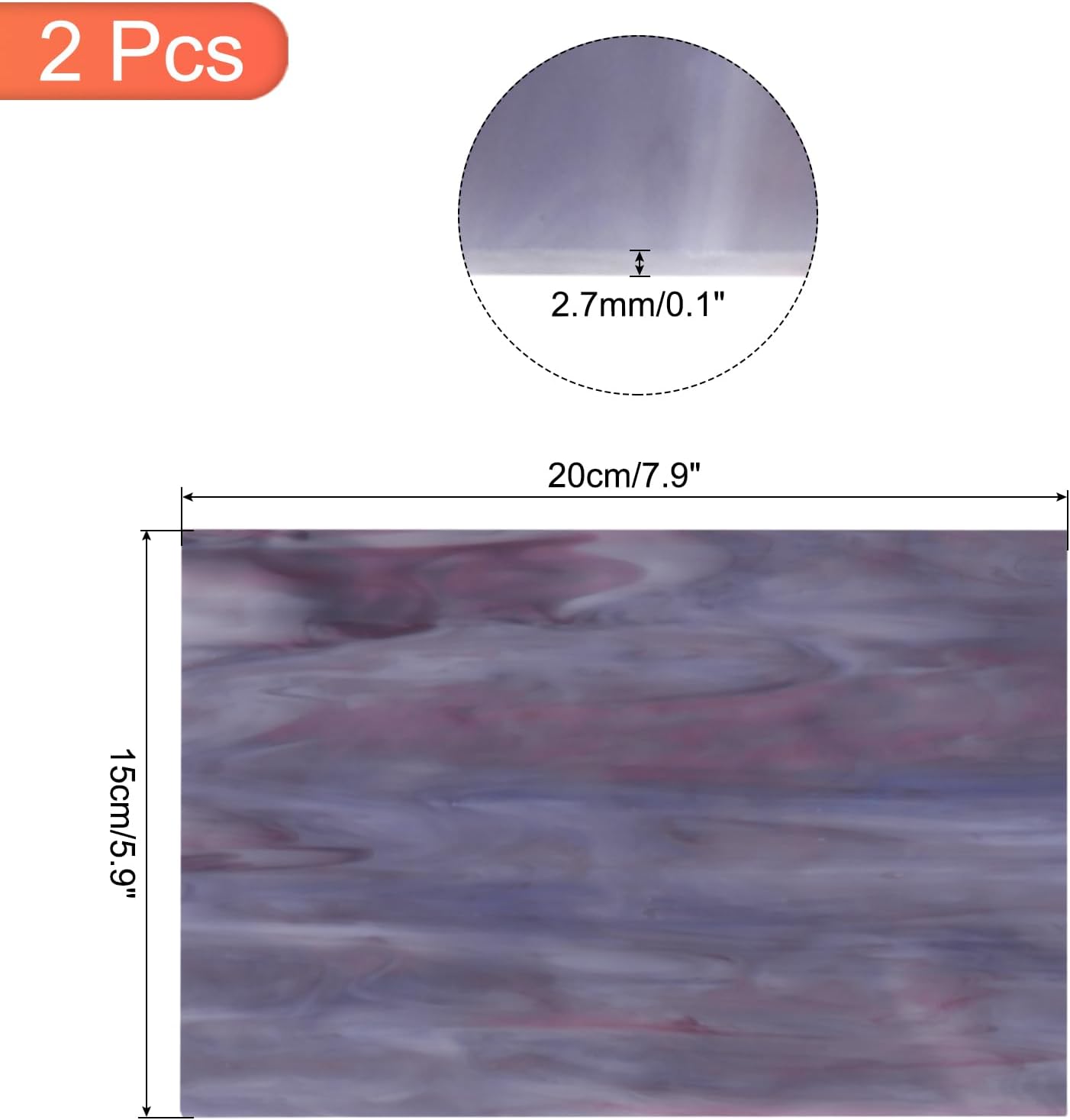 MECCANIXITY 2 Pcs Stained Glass Sheet Mosaic Tile 7.9 Inch x 5.9 Inch Dark Purple Stained Glass Sheets for Crafts DIY Art Project