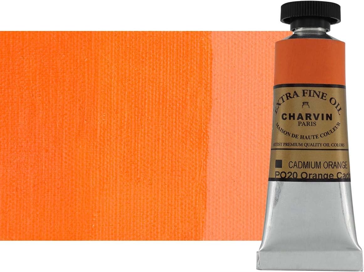 Charvin Extra Fine Oil Paint, Cadmium Orange 20 mL - Triple-Milled, Rich Texture, Poppy Oil-Based, Light-Fast, Handmade, Archival Quality