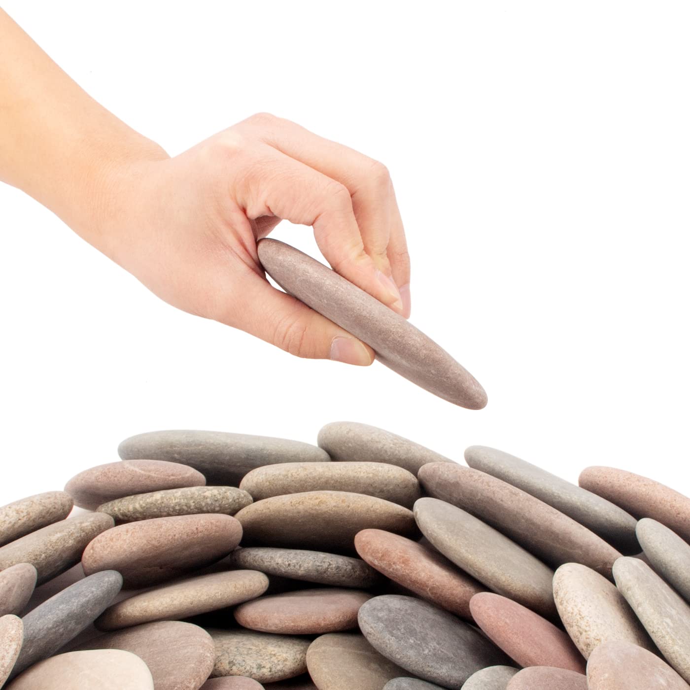 [About 30 PCS - 35 PCS](18 Pounds) Painting Rocks,3"-4.8" River Rocks,Flat Rocks,Painting Stones,Naturally Stones,Arts Rocks,Craft Rocks,DIY Rocks