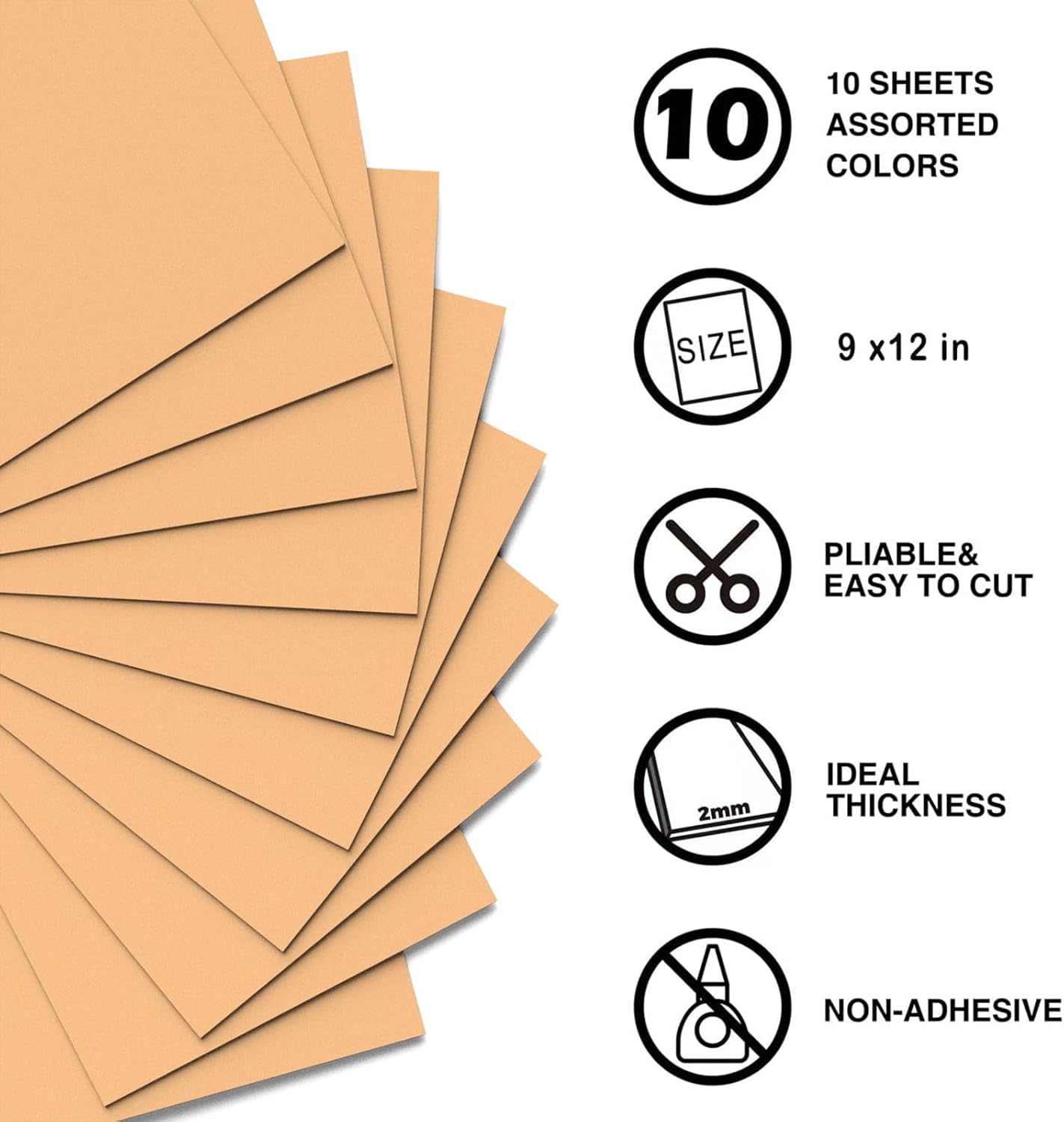 MEARCOOH Peach Foam Sheets Crafts 9x12 Inch 2mm Eva Color Craft Foam Paper for Crafts Project Preschoolers Classroom Scrapbooking DIY Cosplay(10 Sheets)