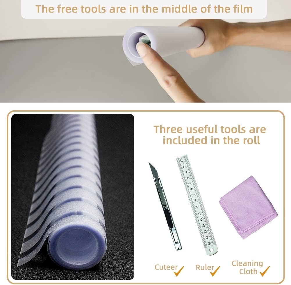 Qualsen Privacy Window Film, Frosted Windows Privacy Film, Frosting Cling for Glass, Anti-UV Reeded Blinds Sticker for Home Office Meeting Room, Stripe Patterns, 35.4x78.7inch