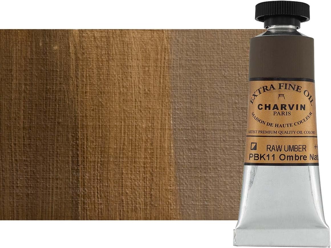 Charvin Extra Fine Oil Paint, Raw Umber 20 ml - Triple-Milled, Rich Texture, Poppy Oil-Based, Light-Fast, Handmade, Archival Quality