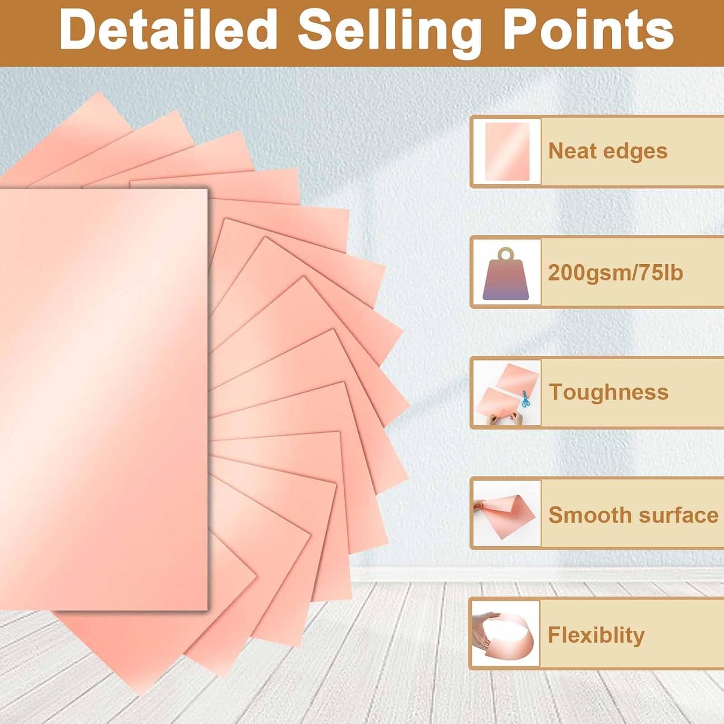 40 Sheets Pink Shimmer Cardstock 8.5 x 11 Crafts Paper, 75lb Heavyweight Card Stock Craft Paper for DIY Cards Making, Greeting Cards, Wedding Invitations, Menus