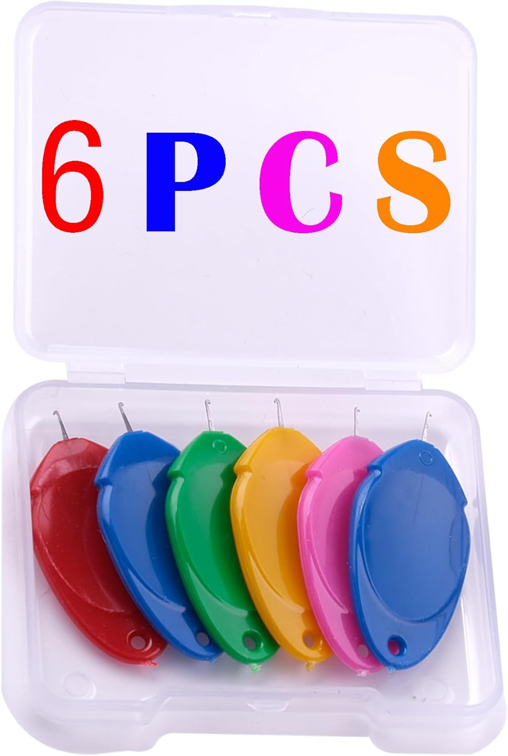 meeggrace Needle Threader, Small Needle Eye Threader Tool, Easy Threader for Machine and Hand Sewing, Fast and Precise Threading, Ideal for Needlework, with Transparent Box, 5 Colors in A Box(10PCS)