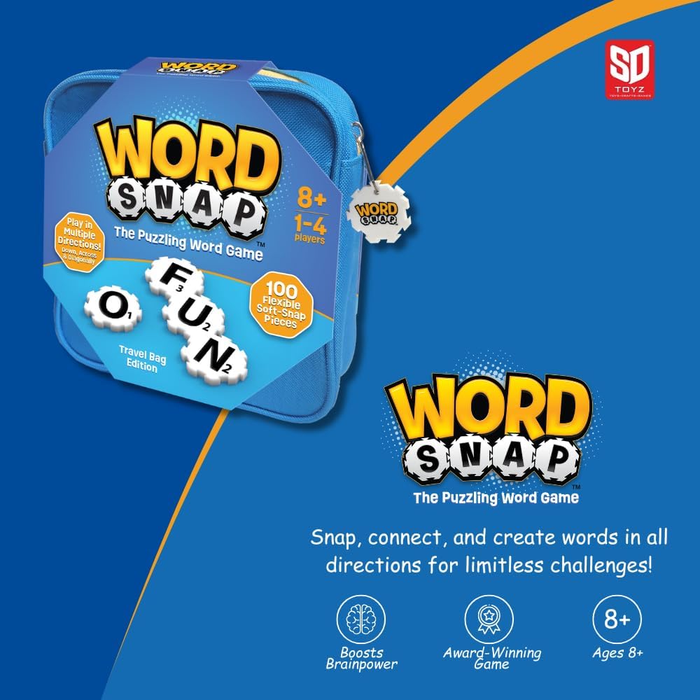 Word Strategy Game with Travel Bag, Word Puzzle for Adults, Family, and Kids, Fun Game for Ages 8+, 1-4 Players
