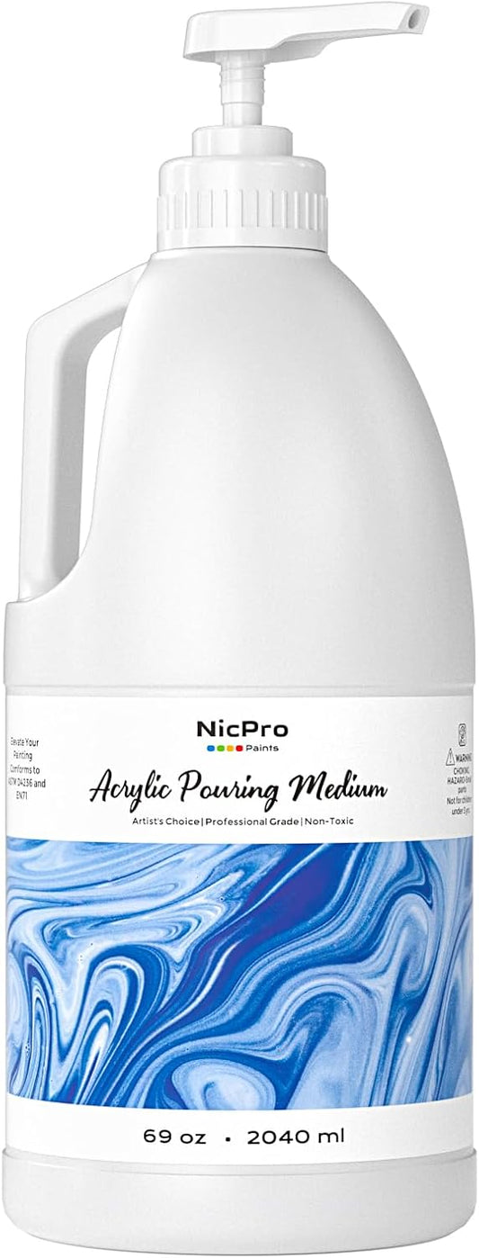 Nicpro Pouring Medium for Acrylic Paint 69oz / 2040ml, Acrylic Paint Thinner, Acrylics Flow Medium Improve Flow Consistency