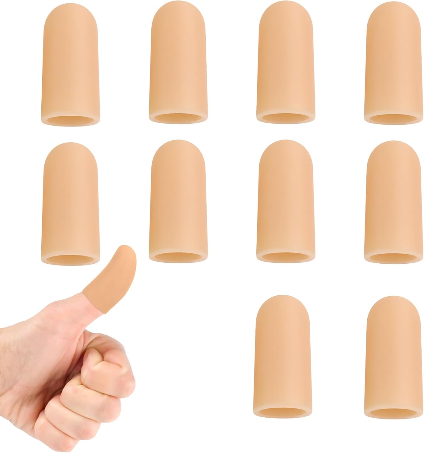 Gel Finger Cots, Silicone Finger Protectors, Finger Sleeves Tip Protectors, Fingertip Bandages for Trigger Finger, Finger Arthritis, Finger Cracking, Hand Eczema Pain Relief