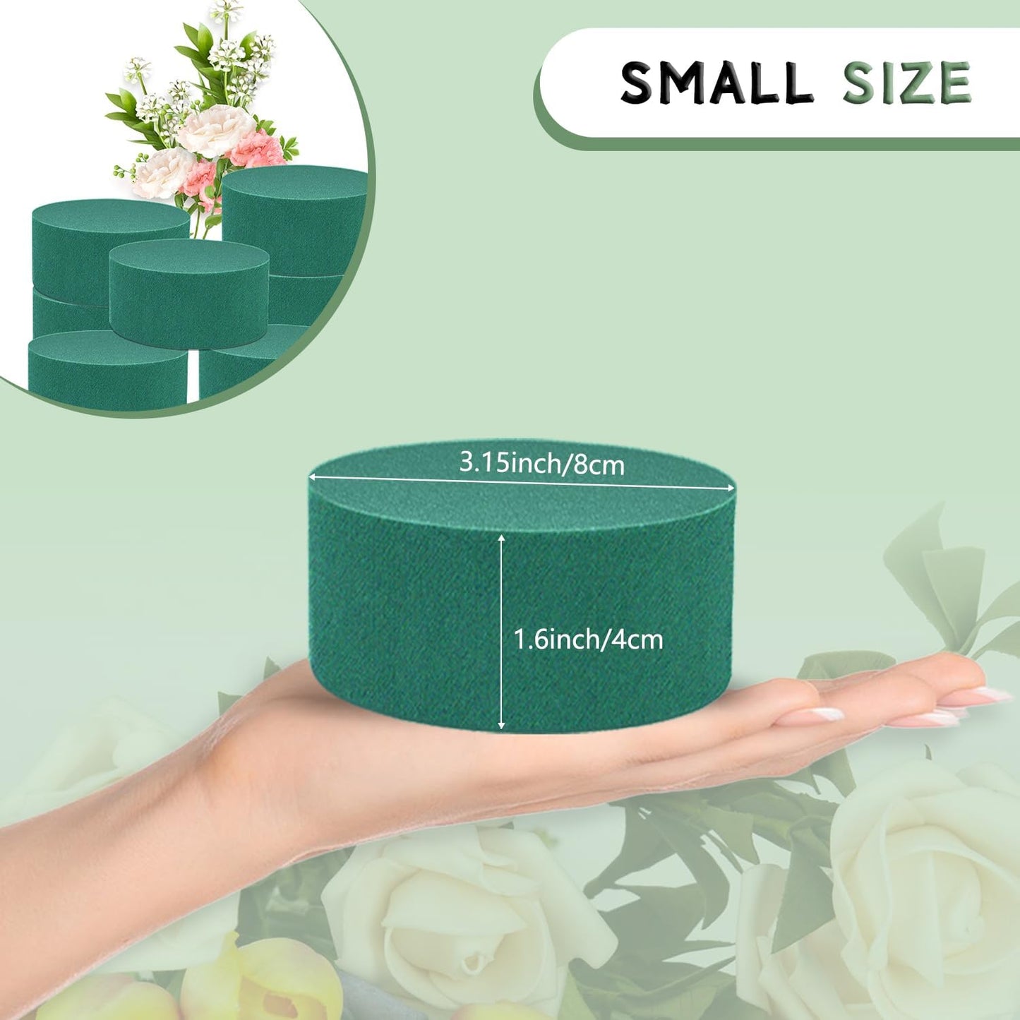 4Pcs Floral Foam Round SUPKING 3.2" Small Green Wet Dry Flower Foam Blocks Florist Plant Foam for Artificial and Fresh Flower Arrangement