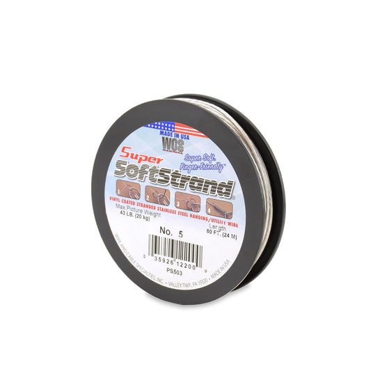 Super Softstrand, Vinyl-Coated Stranded Stainless Steel Picture Wrapping Wire, Size #5, 43 lb / 20 kg, 80 ft / 24 m
