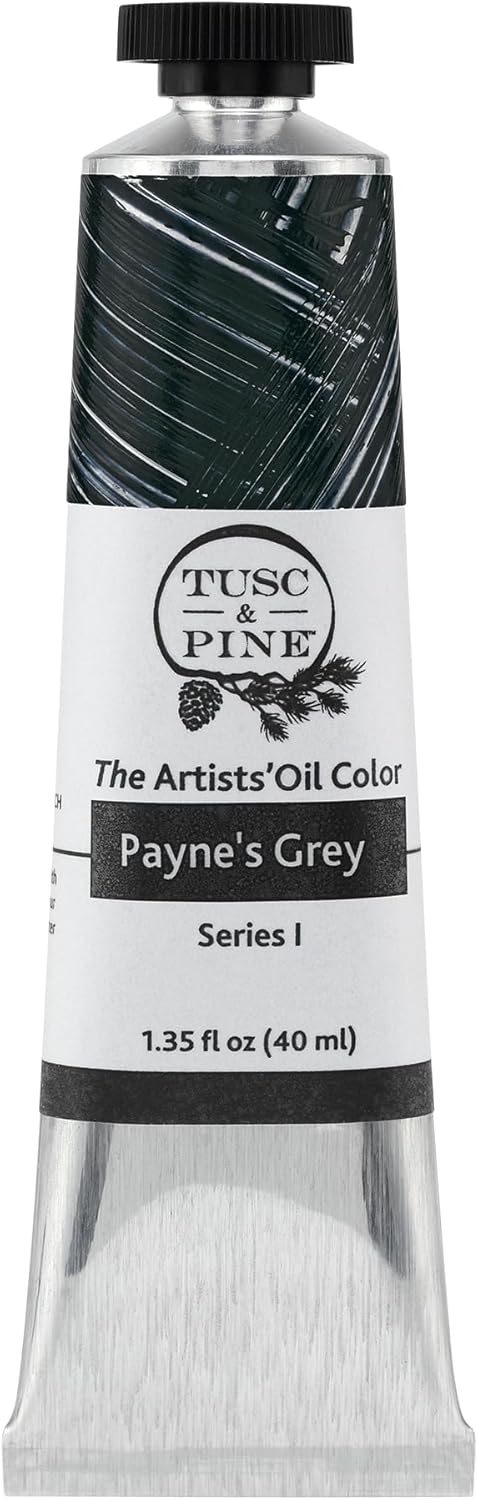 Tusc & Pine Artist Oil Paint - Payne's Grey, 40 ml, Non-Yellowing, Rich & Creamy Consistency, Maximum Pigment Load, Small Batch Milled Oil Paints Made in the USA for Professional Artists