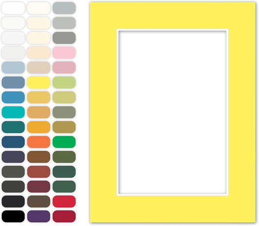 Poster Master Bright Yellow Matboard – 4-Ply Acid-Free Picture Mat Board with 45° Beveled Cut, Made in USA, Custom Cut to Any Size, 1/16" Thickness for Framing & Displays