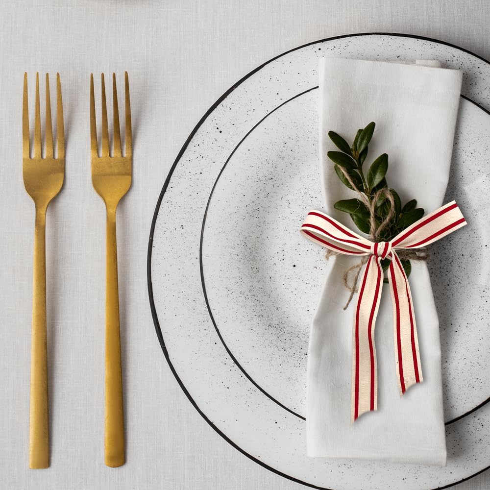 10 Yards × 3/5 Inch Red Natural Cotton Ribbon, Double Sided Webbing Straps Ribbons, Birthday Wedding Valentines Ribbons for Crafting, DIY Sewing, Gift Wrapping