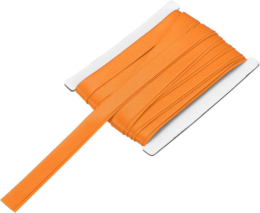 MECCANIXITY Double Fold Bias Tape for Sewing 5/8 Inch x 6 Yards Satin Pre-fold Continuous Binding Tape for Seaming Quilting Hemming Binding DIY Crafts, Orange