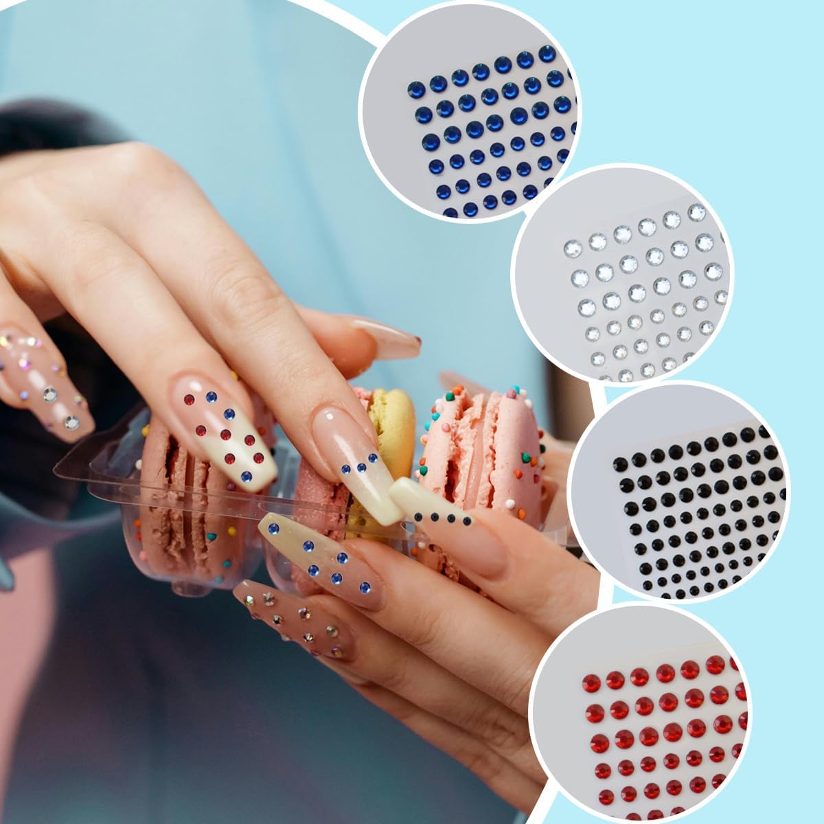 5 Sheets Self Adhesive Pearl Stickers, Flat Back Pearls Sticker, 4 Size Self Adhesive Rhinestone Gem Stickers for DIY Crafts Craft Card Decorations Nail Art Beauty Makeup (White)