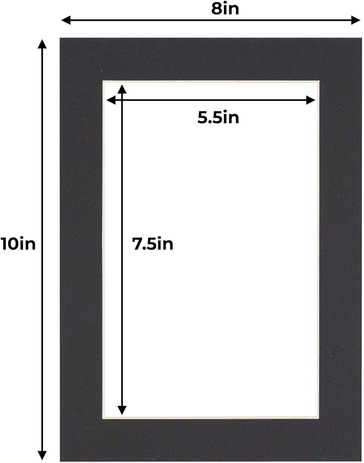 6x8 Mat for 8x10 Frame - Precut Mat Board Acid-Free Show Kit with Backing Board, and Clear Bags Black 6x8 Photo Matte Made to Fit a 8x10 Picture Frame Matboard for Framing, Pack of 25 Mats