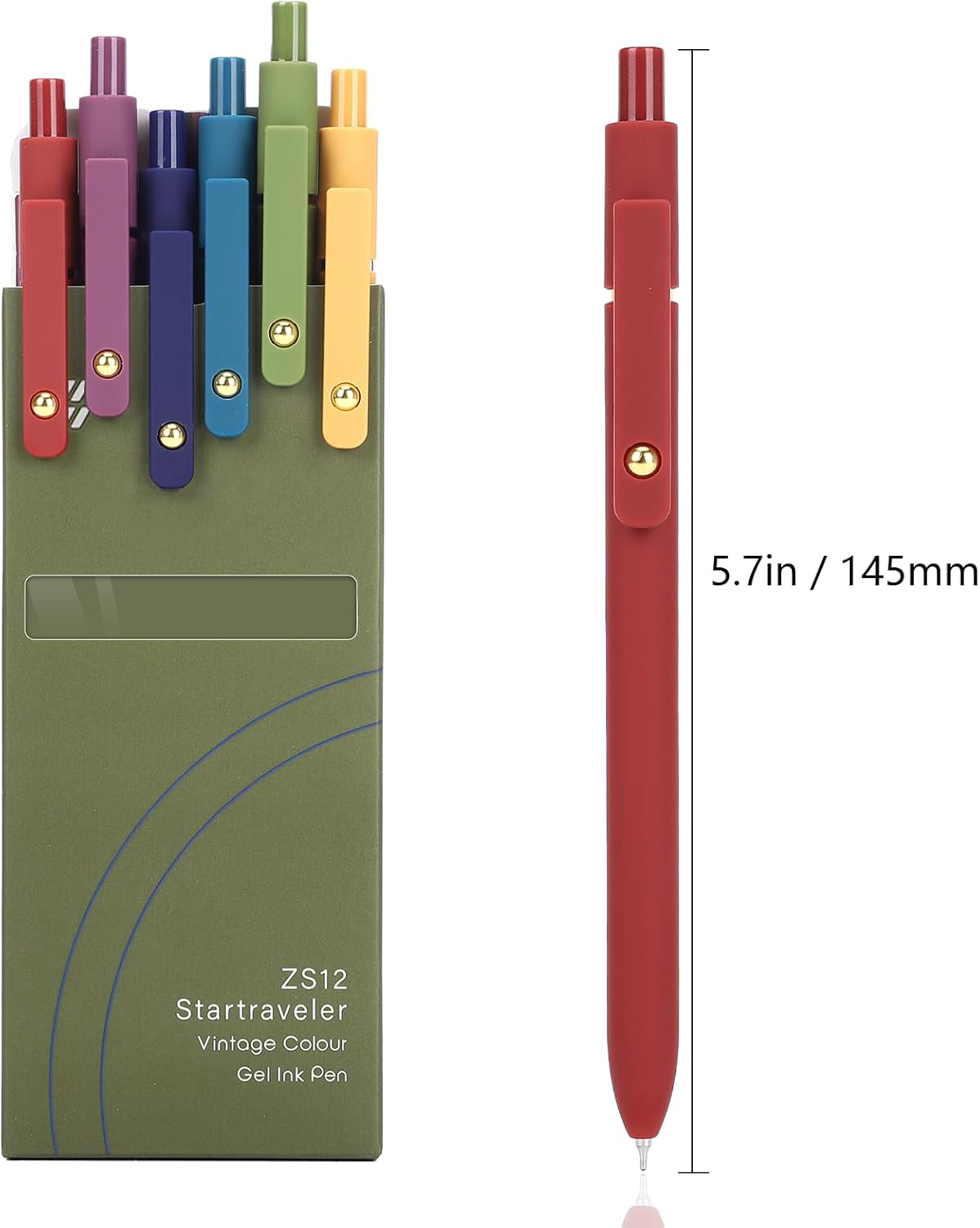 FIOVER Gel Pens, 6pcs 0.7mm Fine Point Black Ink, Smooth Writing Pens for Journaling, Nurse Aesthetic Cute Office School Supplies, Gifts for Women and Men (6Pcs Gold Vintage -Black ink)