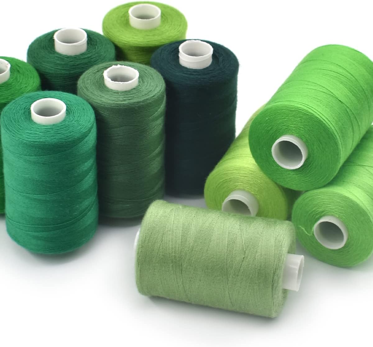 Sewing Thread 10 Color Sewing Industrial Purpose 1000 Yards Per Spool 40S/2 Polyester for DIY Sewing Machine,Embroidery Machine,Hand Sewing (Green)