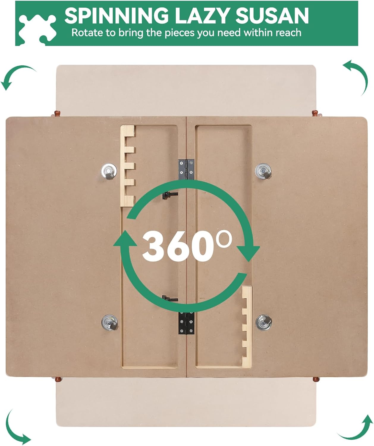 1500 Pieces Rotating Puzzle Board with Drawers and Cover, 34.4"x24.2" Portable Wooden Jigsaw Puzzle Table for Adults and Teens, Puzzle Board with Lazy Susan & Felt, Christmas Birthday Gift