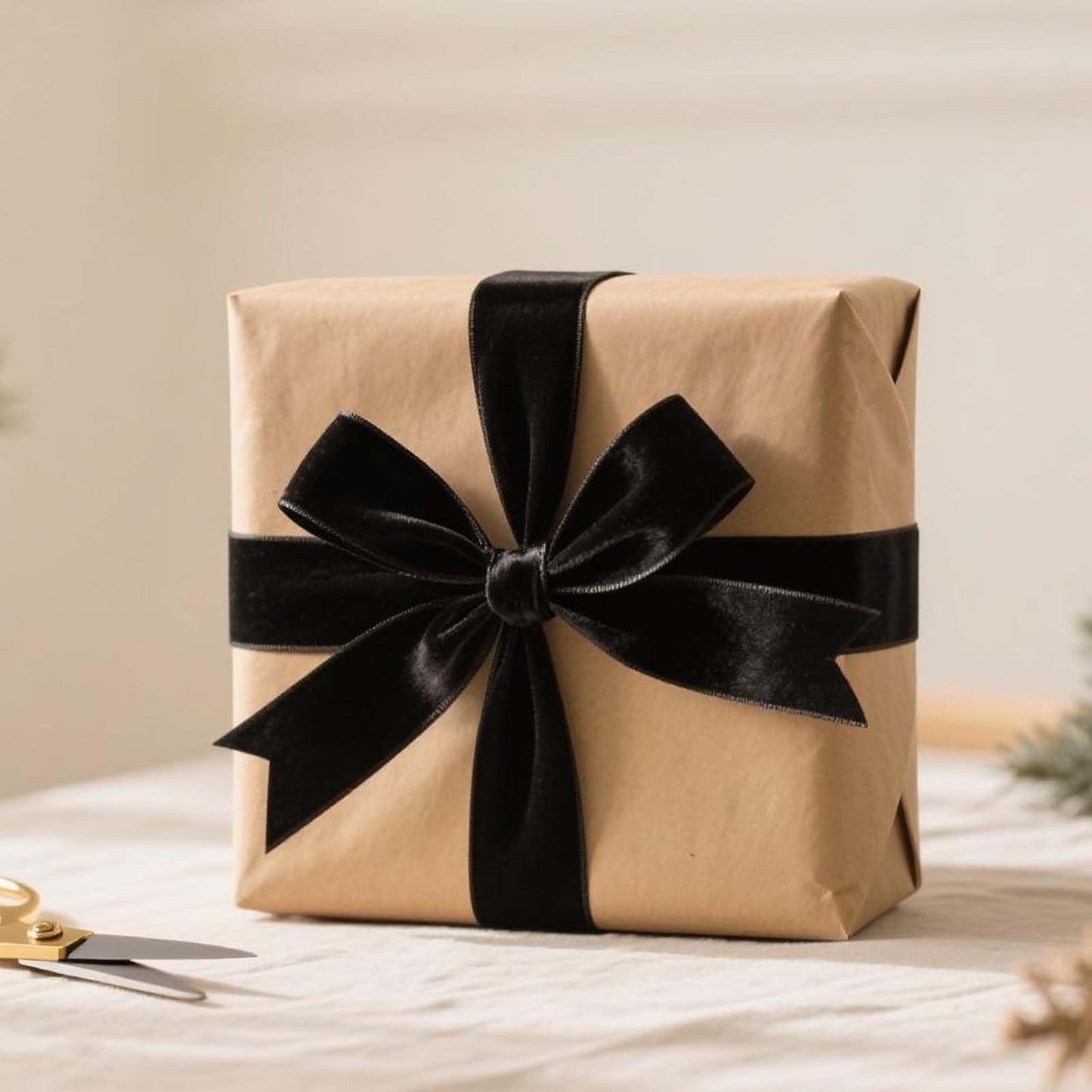 LaRibbons Thin Velvet Ribbon 1 Inch x 25 Yards, Black Velvet Ribbon for Christmas Tree, Gift Wrapping, Wreath Bow, Outdoor Decoration