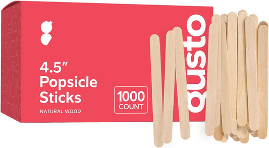 GUSTO [1000 Count] 4.5 Inch Wooden Multi-Purpose Popsicle Sticks for Crafts, Ice, Ice Cream, Waxing, and Tongue Depressor Wood Sticks (Formerly Comfy Package)